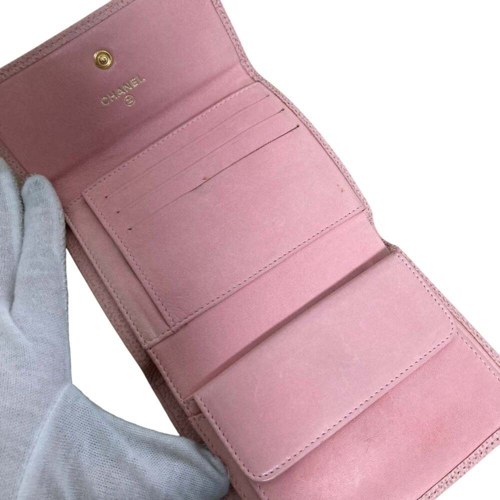 CHANEL Authentic Pink Caviar Leather Logo Wallet - Picture 4 of 12